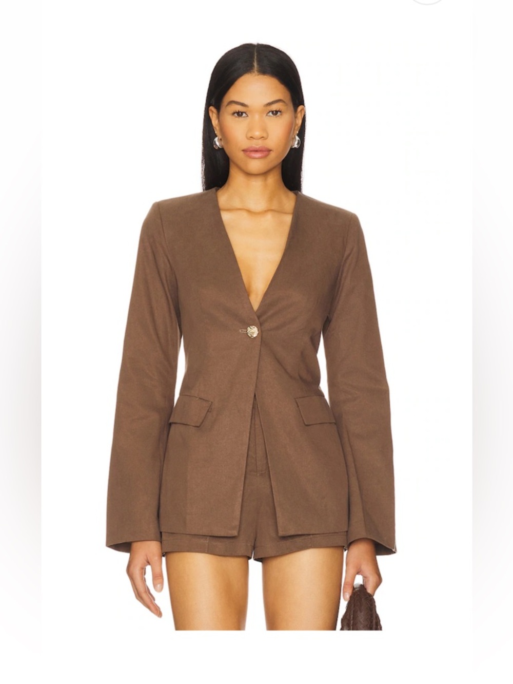 Emille blazer and shorts in Coffee from Revolve 🤎